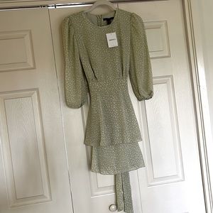 BRAND NEW- Forever 21 Green dot tie back mini dress
